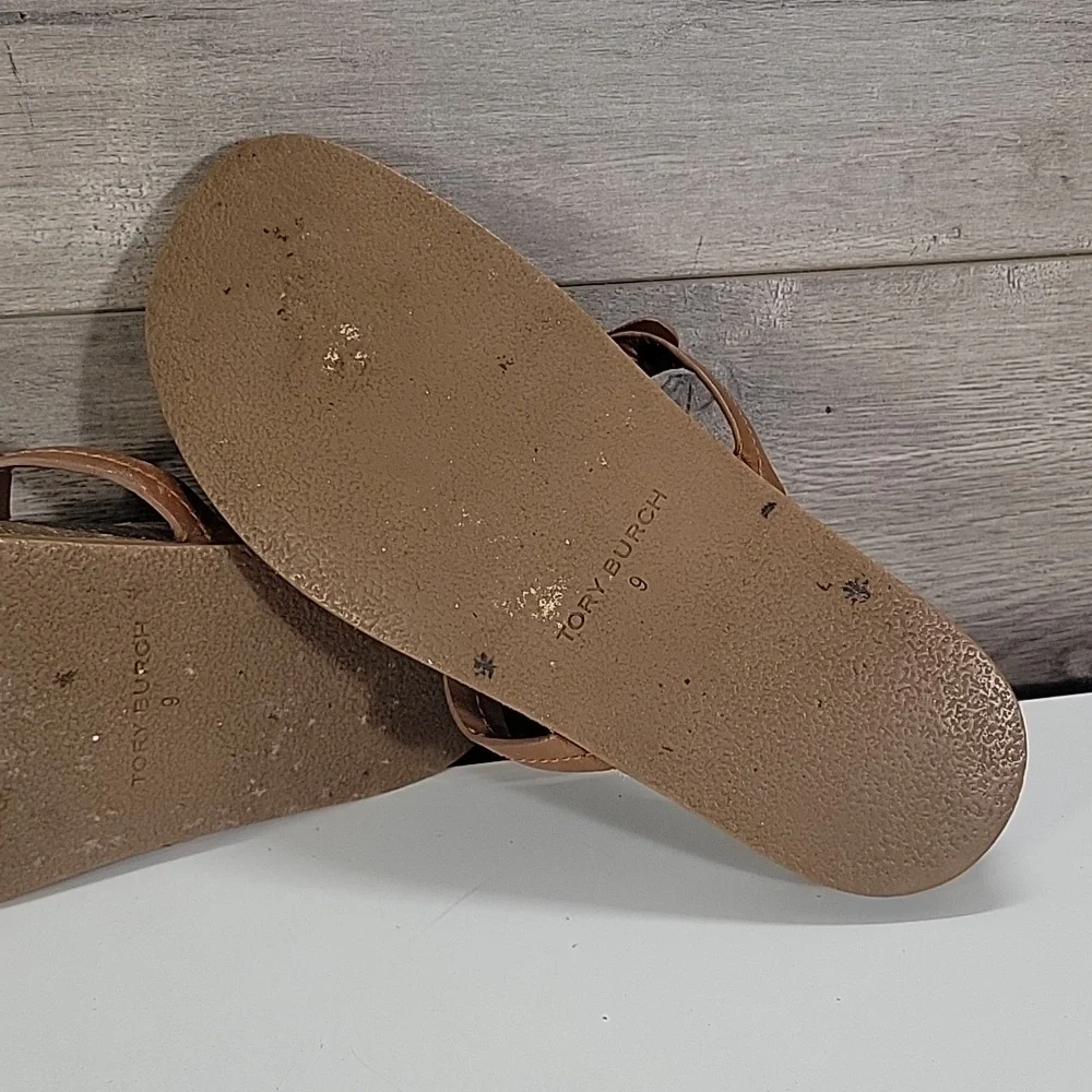 Women's Tory Burch Brown Leather Thong Sandals sz 8